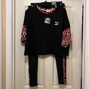 NWT Puma cropped T-shirt and leggings set. Top sz XLarge, leggings sz Large
